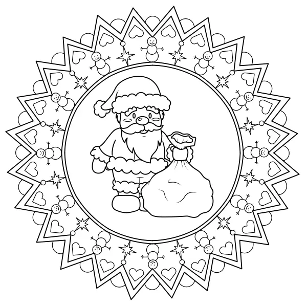 Mandala mit dem Nikolaus | Online-Malvorlagen für Kinder