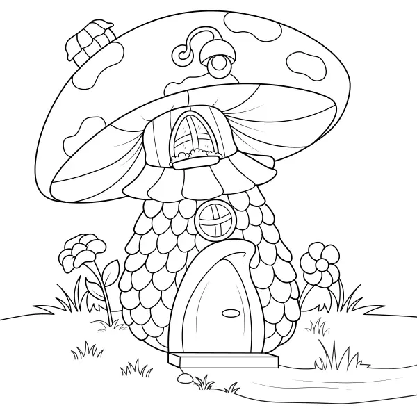 Das Pilzhaus | Online-Malvorlagen für Kinder