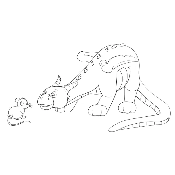Der Drache und die Maus | Online-Malvorlagen für Kinder