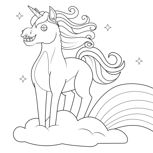 Das lachende Einhorn | Online-Malvorlagen für Kinder