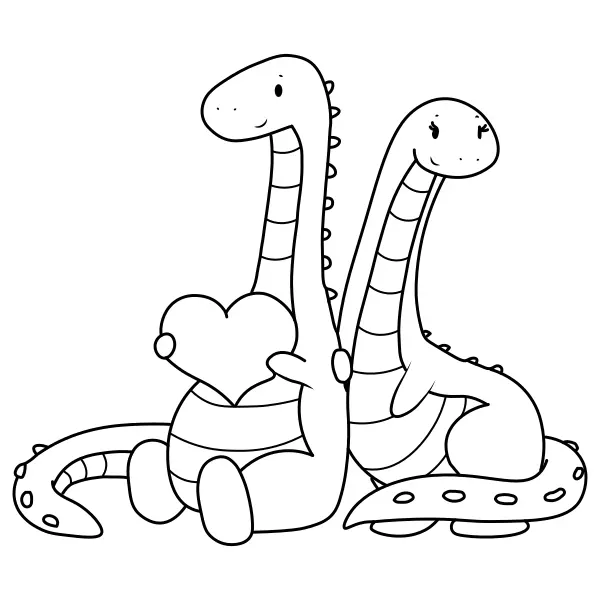 Verliebte Dinosaurier | Online-Malvorlagen für Kinder