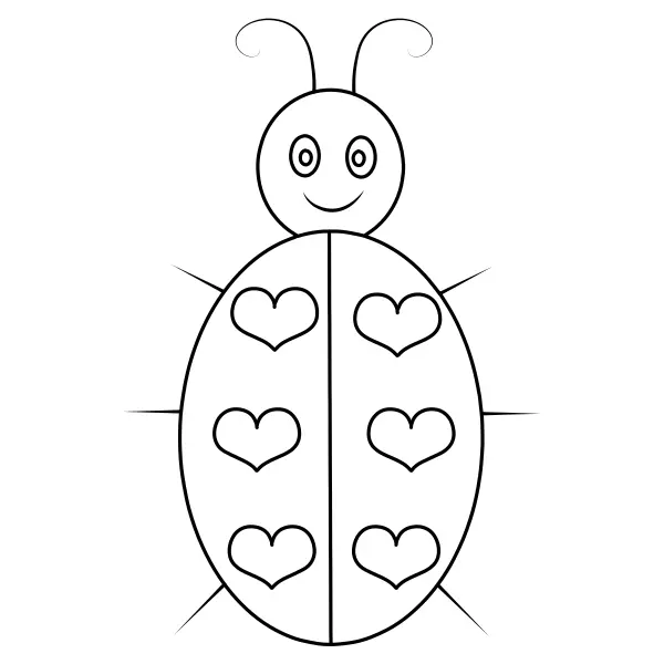 Herz-Marienkäfer | Online-Malvorlagen für Kinder