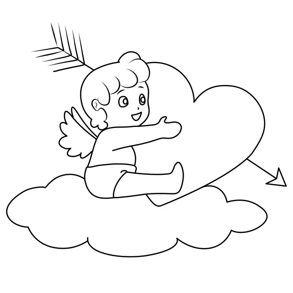 Amor auf einer Wolke | Online-Malvorlagen für Kinder