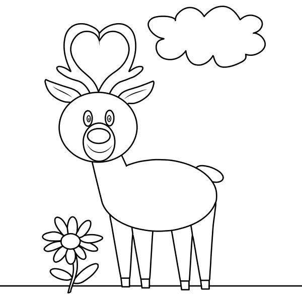 Ein Hirsch mit Geweih | Online-Malvorlagen für Kinder