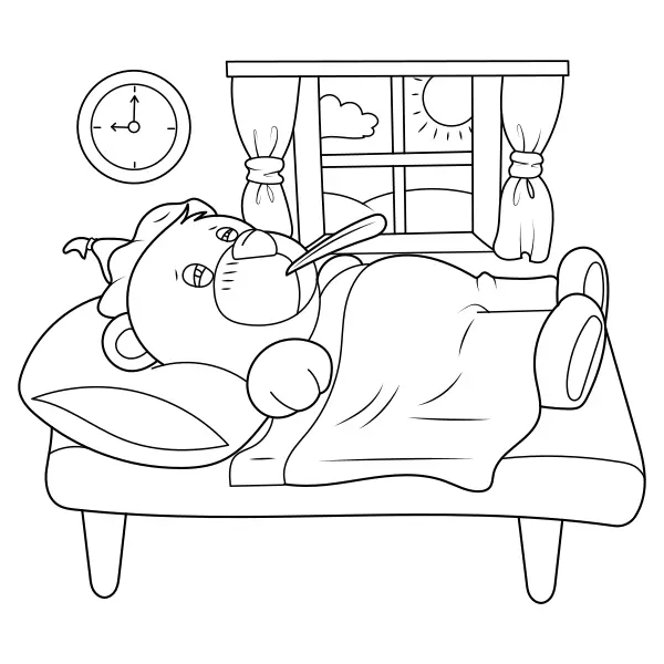 Der kleine Bär mit Fieber | Online-Malvorlagen für Kinder