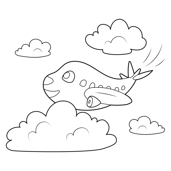Das fröhliche Flugzeug | Online-Malvorlagen für Kinder
