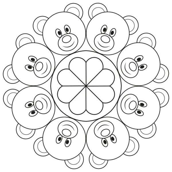 Mandala – Teddybären | Online-Malvorlagen für Kinder