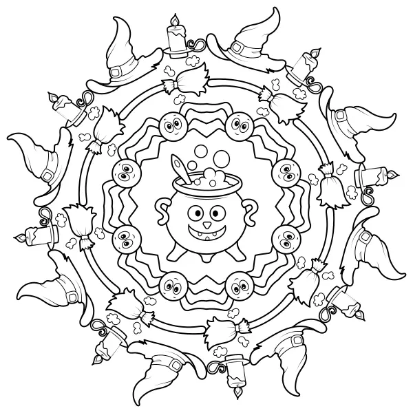Halloween-Mandala | Online-Malvorlagen für Kinder