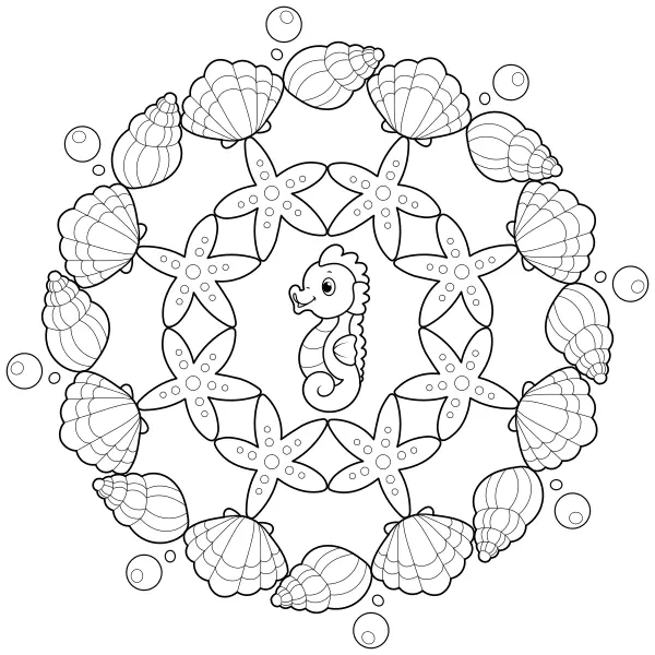 Muschel-Mandala | Online-Malvorlagen für Kinder