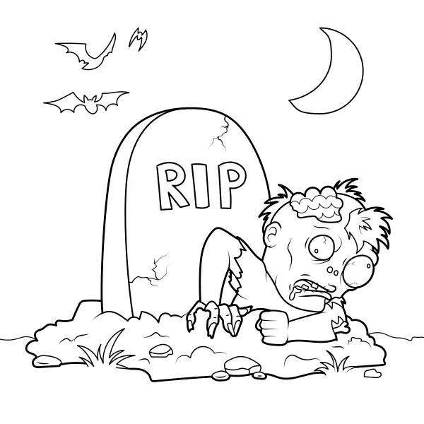 Halloween-Zombie | Online-Malvorlagen für Kinder
