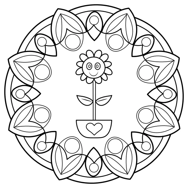 Sonnenblumen-Mandala | Online-Malvorlagen für Kinder
