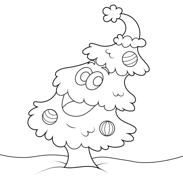 Der glückliche Weihnachtsbaum | Online-Malvorlagen für Kinder