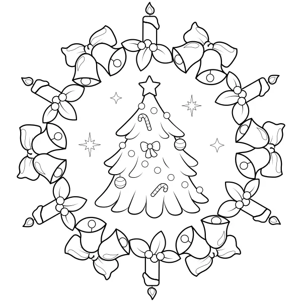 Mandala – Weihnachtsbaum | Online-Malvorlagen für Kinder