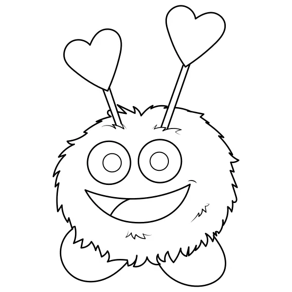Das flauschige Valentinstagsmonster | Online-Malvorlagen für Kinder