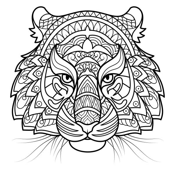 Mandala – Tiger | Online-Malvorlagen für Kinder