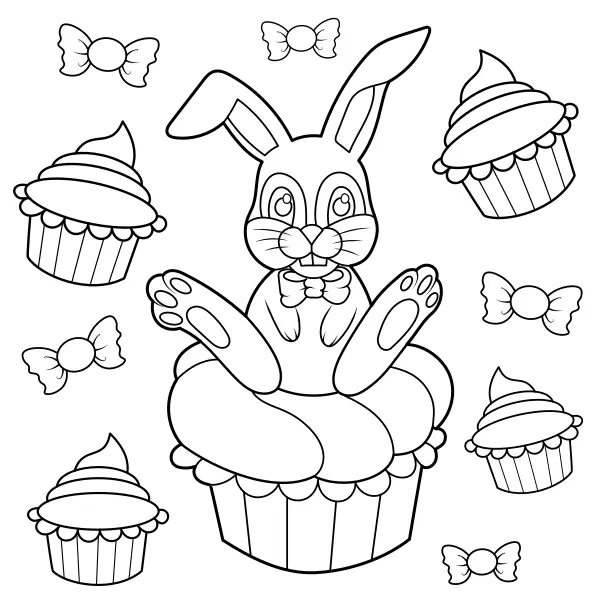 Der Hase und die Süßigkeiten | Online-Malvorlagen für Kinder