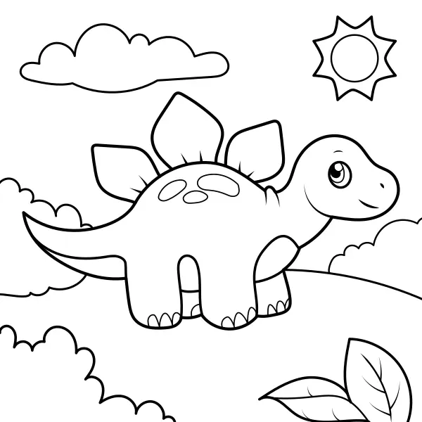 Dinosaurier – Kleiner Stegosaurus | Online-Malvorlagen für Kinder