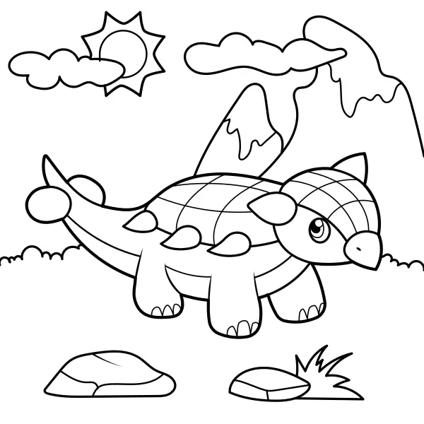 Dinosaurier – Kleiner Ankylosaurus | Online-Malvorlagen für Kinder
