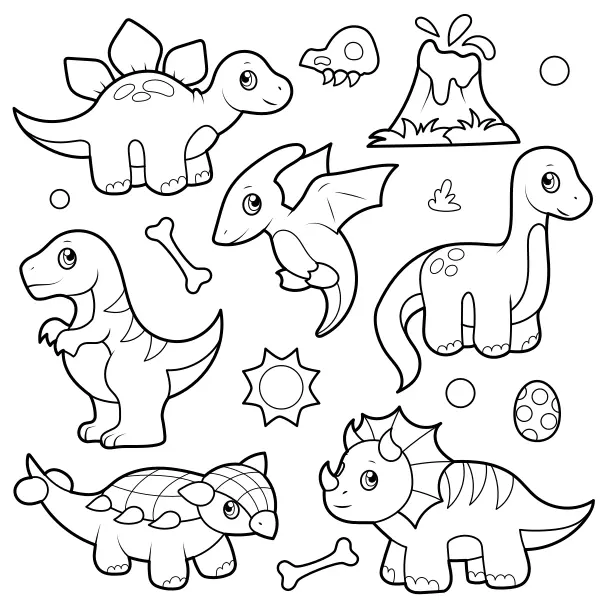 Dinosaurier-Sammlung | Online-Malvorlagen für Kinder