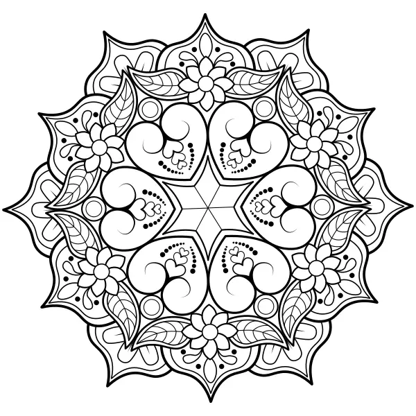 Romantisches Mandala | Online-Malvorlagen für Kinder