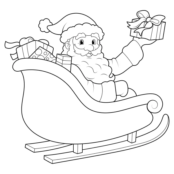 Der Weihnachtsmann auf dem Schlitten | Online-Malvorlagen für Kinder