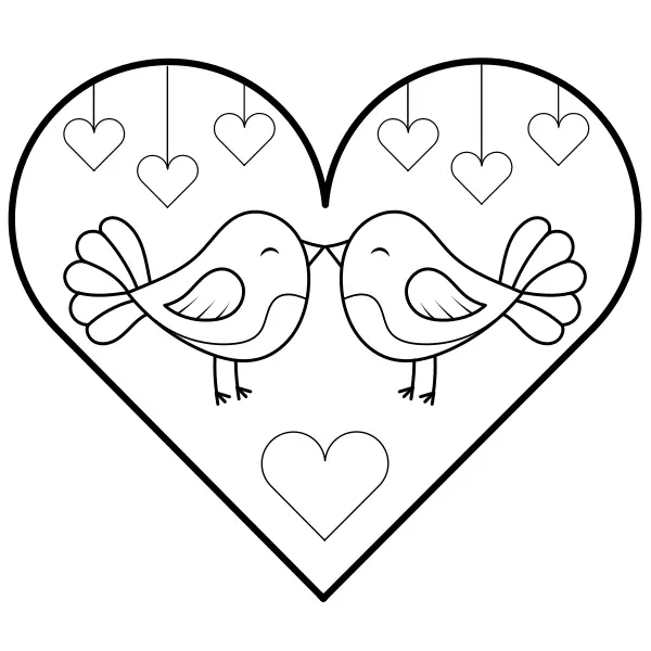 Verliebte Vögel | Online-Malvorlagen für Kinder