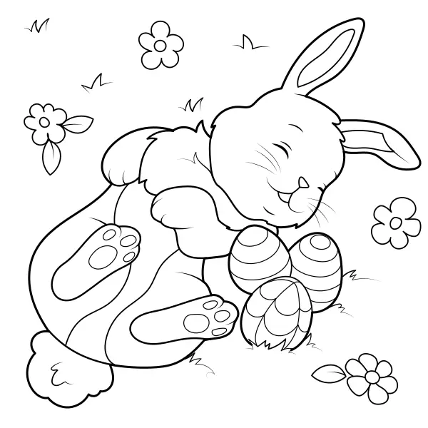 Hase mit Eiern | Online-Malvorlagen für Kinder