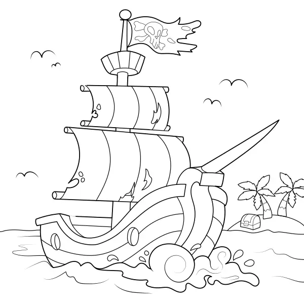 Piraten-Schiff | Online-Malvorlagen für Kinder