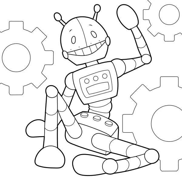 Der winkende Roboter | Online-Malvorlagen für Kinder