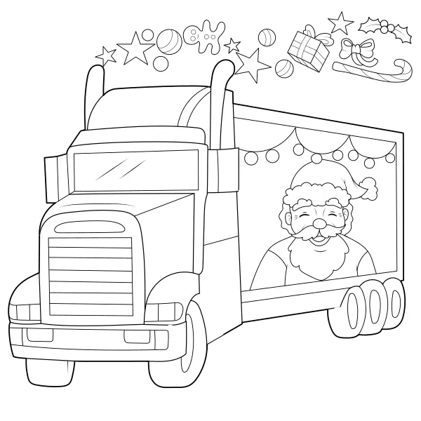 Weihnachts-Lkw | Online-Malvorlagen für Kinder