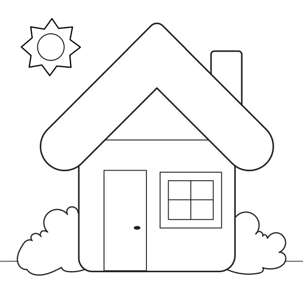 Ein einfaches Haus | Online-Malvorlagen für Kinder
