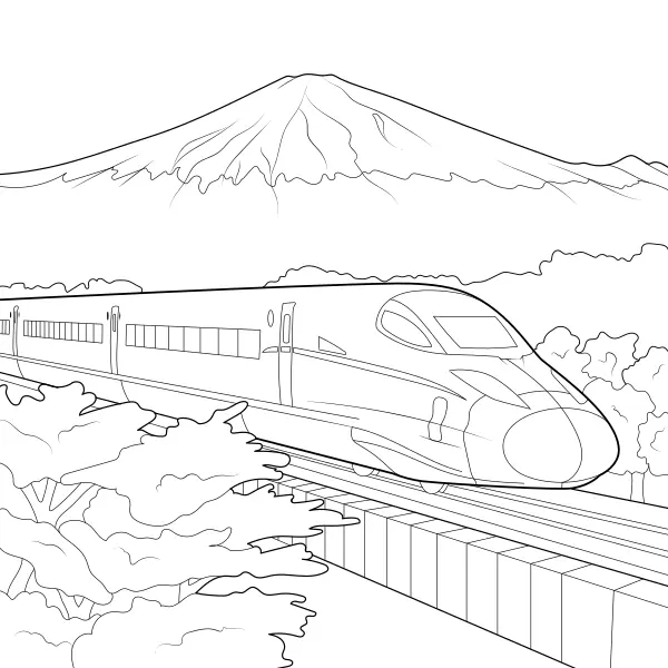 Schnellzug – Shinkansen | Online-Malvorlagen für Kinder