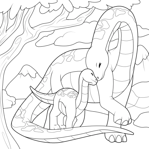 Die Familie des Diplodocus | Online-Malvorlagen für Kinder