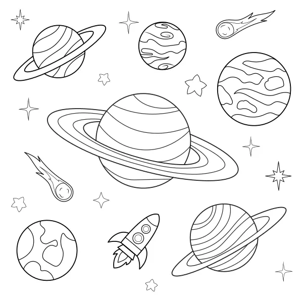 Das Universum | Online-Malvorlagen für Kinder