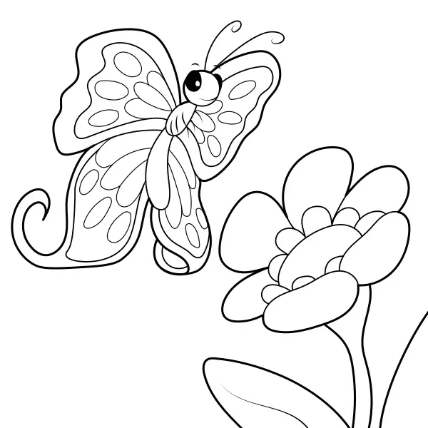 Schmetterling und Blume | Online-Malvorlagen für Kinder