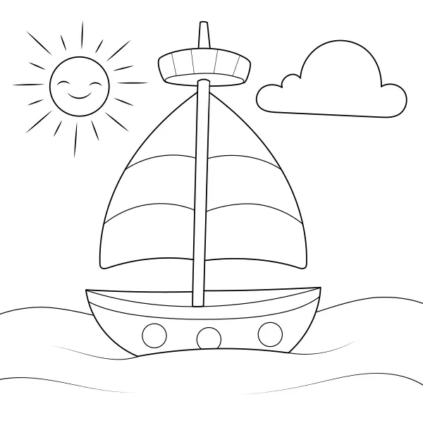 Ein einfaches Schiff | Online-Malvorlagen für Kinder