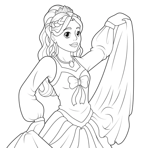 Die Prinzessin tanzt | Online-Malvorlagen für Kinder