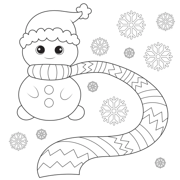 Schneemann mit Schal | Online-Malvorlagen für Kinder
