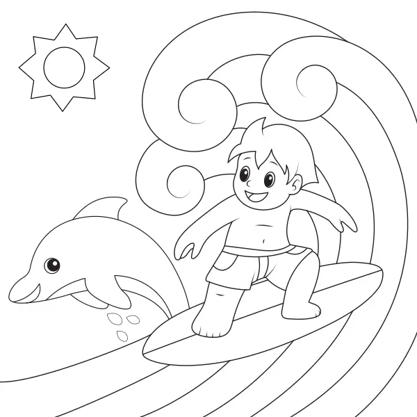 Surfer | Online-Malvorlagen für Kinder
