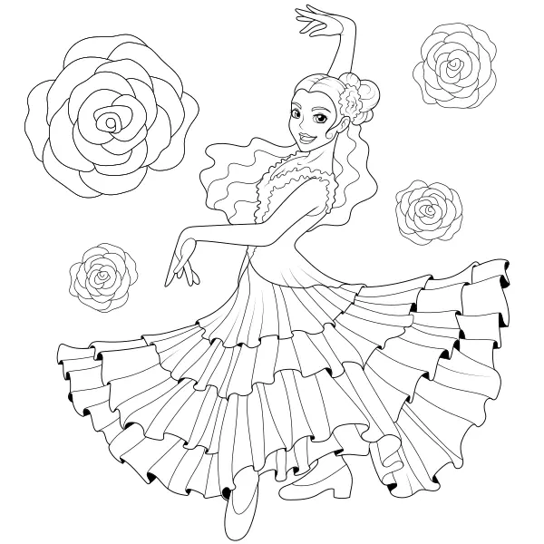 Flamenco-Tänzerin | Online-Malvorlagen für Kinder