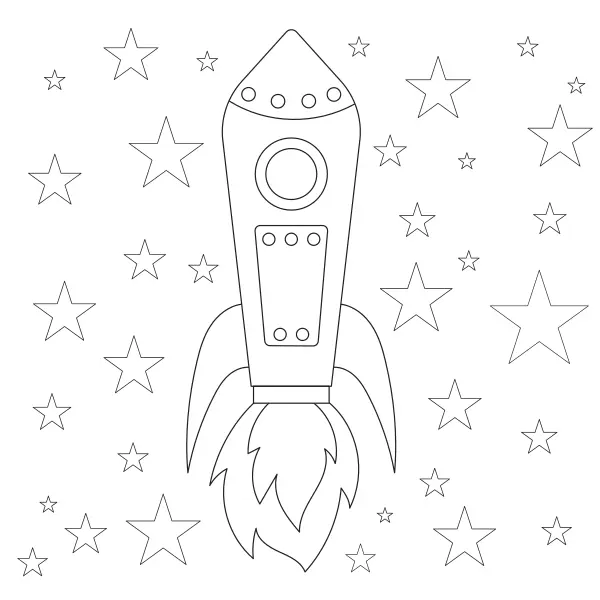 Die Rakete und die Sterne | Online-Malvorlagen für Kinder