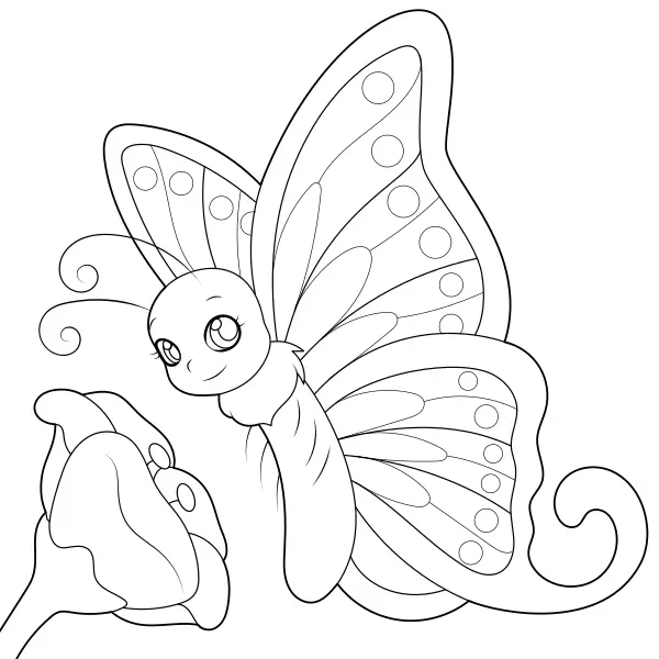 Schmetterling und Blume | Online-Malvorlagen für Kinder