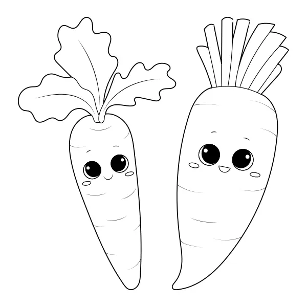Möhre und weißer Rettich | Online-Malvorlagen für Kinder