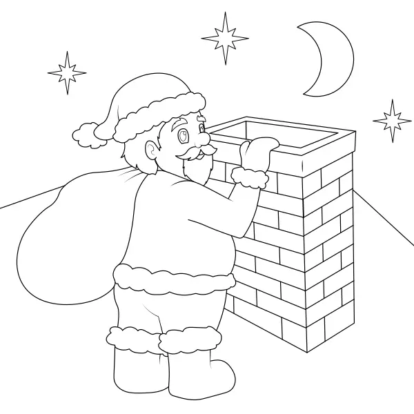 Der Weihnachtsmann am Kamin | Online-Malvorlagen für Kinder