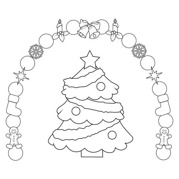 Weihnachtsbaum im Rahmen | Online-Malvorlagen für Kinder
