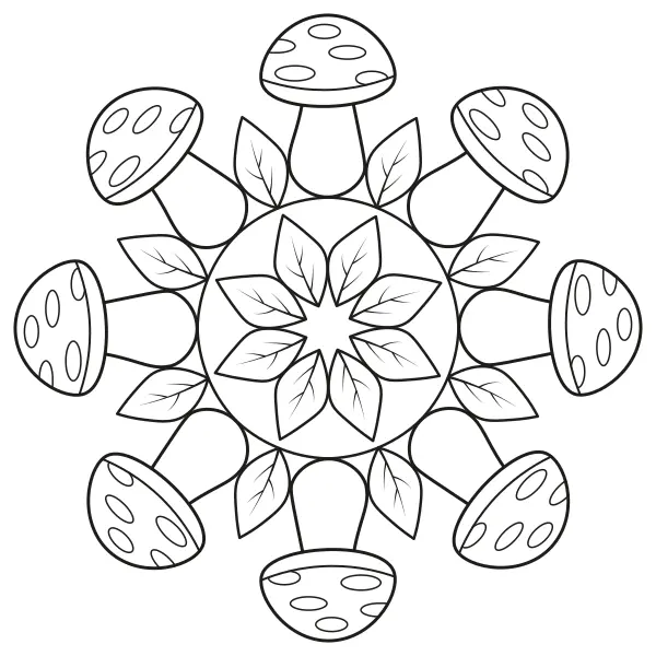Pilz-Mandala | Online-Malvorlagen für Kinder