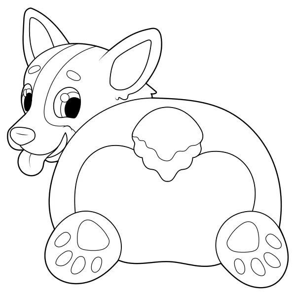 Corgis Hintern | Online-Malvorlagen für Kinder