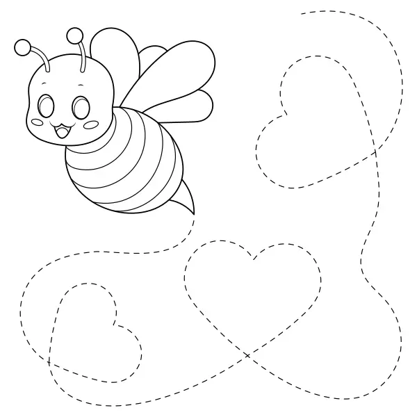 Biene mit den Herzen | Online-Malvorlagen für Kinder