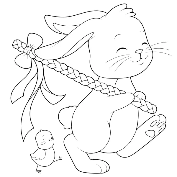 Kaninchen und ein Küken | Online-Malvorlagen für Kinder